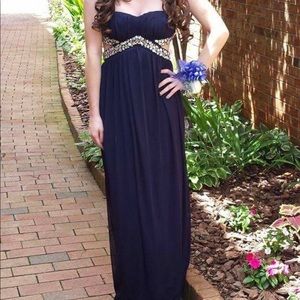 Trixxi Navy strapless prom/formal dress